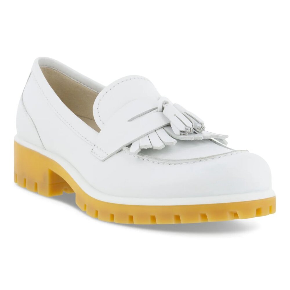 NWT ECCO Modtray Chunky Fringe Loafer (Ice Flower / White) — Size 10-10.5 US
